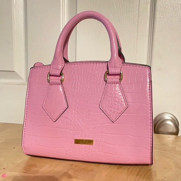NWOT Aldo Pink Faux Croc Pink Purse - Picture 3 of 6